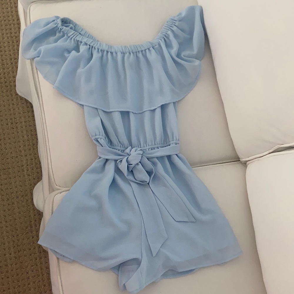 Blue Forever 21 off the shoulder romper